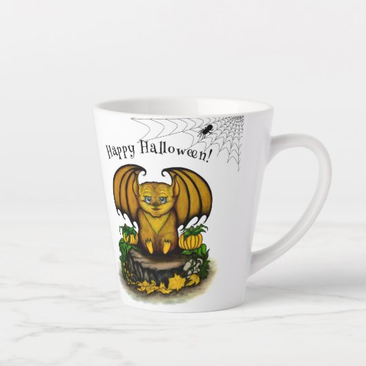 Cute Halloween Bat Latte Mok (Rechts)