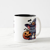 Cute Halloween Bat & Pumpkin Coffee Mug Tweekleurige Koffiemok (Voorkant rechts)