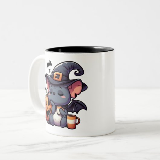 Cute Halloween Bat & Pumpkin Coffee Mug Tweekleurige Koffiemok (Voorkant links)