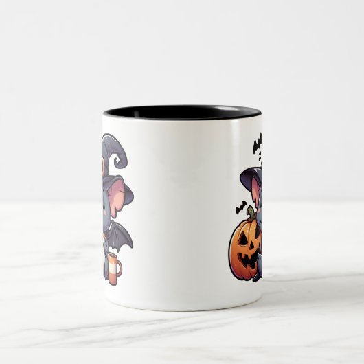 Cute Halloween Bat & Pumpkin Coffee Mug Tweekleurige Koffiemok (Center)