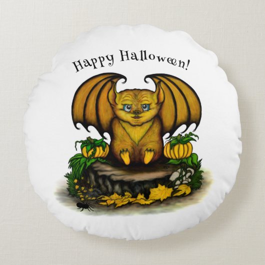 Cute Halloween Bat Rond Kussen (Voorkant)