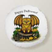 Cute Halloween Bat Rond Kussen (Achterkant)