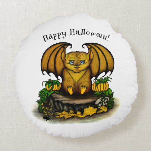 Cute Halloween Bat Rond Kussen (Achterkant)