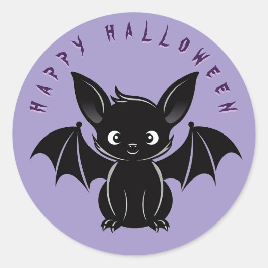 Cute Halloween Bat Ronde Sticker (Voorkant)