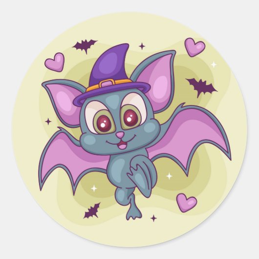 Cute Halloween Bat Ronde Sticker (Voorkant)