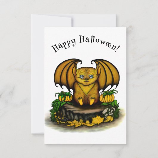 Cute Halloween Bat RSVP Kaartje (Voorkant)