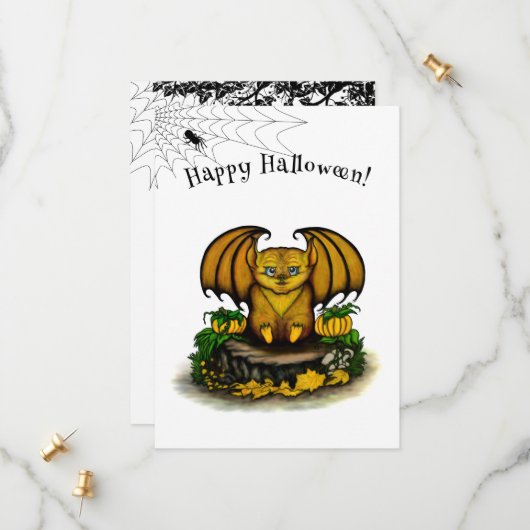 Cute Halloween Bat Save The Date (Voorkant / Achterkant in situ)