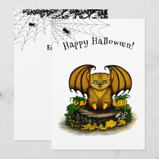 Cute Halloween Bat Save The Date (Voorkant / Achterkant)
