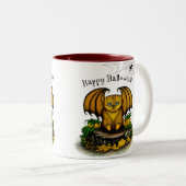 Cute Halloween Bat Tweekleurige Koffiemok (Voorkant rechts)