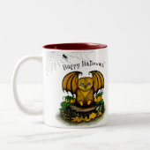 Cute Halloween Bat Tweekleurige Koffiemok (Links)