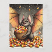 Cute Halloween Bat With Candy Briefkaart (Voorkant)