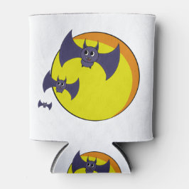 Cute Halloween Bats en een prachtige volle maan Blikjeskoeler