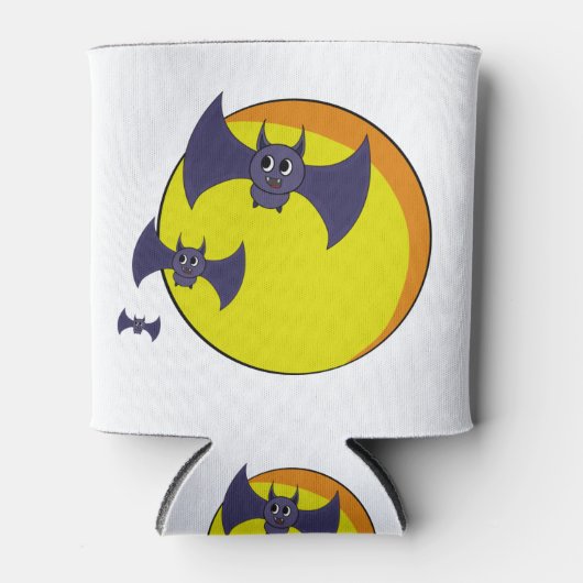 Cute Halloween Bats en een prachtige volle maan Blikjeskoeler (Voorkant)