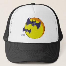 Cute Halloween Bats en een prachtige volle maan Trucker Pet