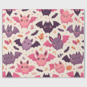 Cute Halloween Bats Pattern Cadeaupapier (Vlak)
