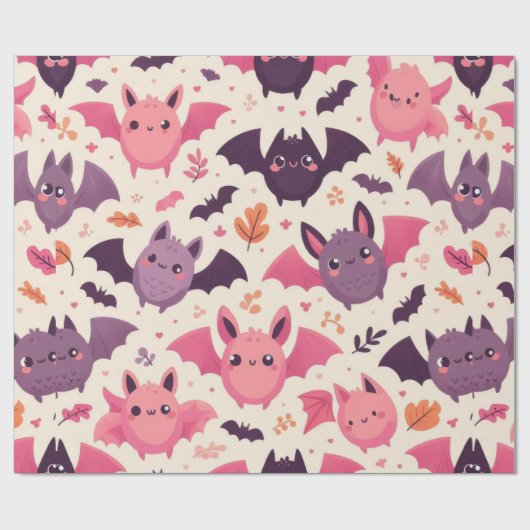 Cute Halloween Bats Pattern Cadeaupapier (Vlak)