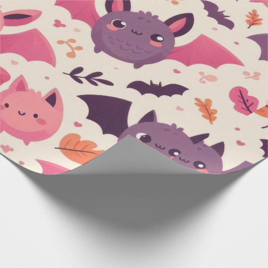 Cute Halloween Bats Pattern Cadeaupapier (Hoek)