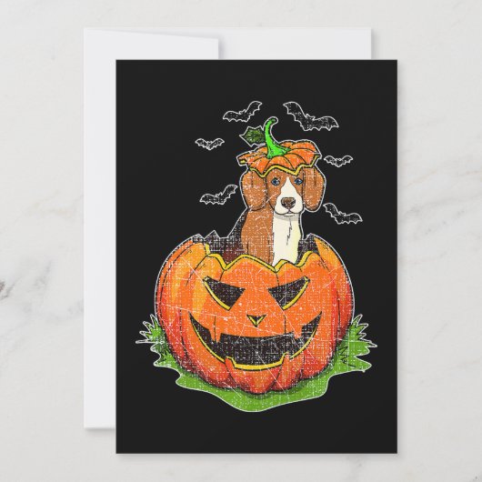 Cute Halloween Beagle Hondenliefhebbers Pumpkin Ja Aankondiging (Voorkant)