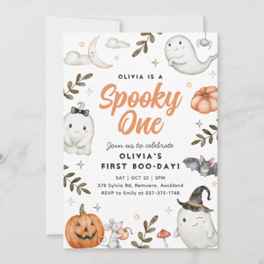 Cute Halloween Birthday Invitation Kaart (Voorkant)
