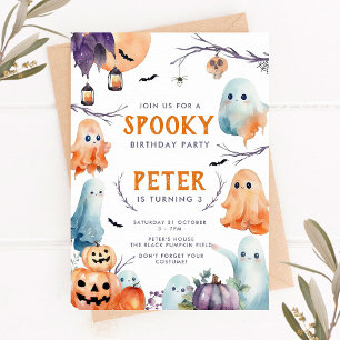 Cute Halloween Birthday Invitation Kaart