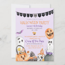 Cute Halloween Birthday Invitation Kaart