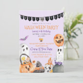 Cute Halloween Birthday Invitation Kaart (Staand voorkant)