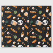 Cute Halloween Birthday Party Botten and sweets Cadeaupapier (Vlak)
