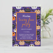 Cute Halloween Birthday Party Invitation Kaart (Staand voorkant)