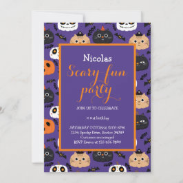 Cute Halloween Birthday Party Invitation Kaart