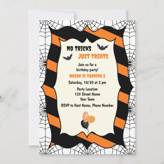 Cute Halloween Birthday Party Invitation Kaart (Voorkant)