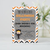 Cute Halloween Birthday Party Invite Kaart (Staand voorkant)