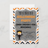 Cute Halloween Birthday Party Invite Kaart (Voorkant / Achterkant)
