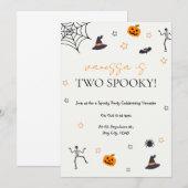 Cute Halloween Birthday Party Two Spooky Invitatio Kaart (Voorkant / Achterkant)