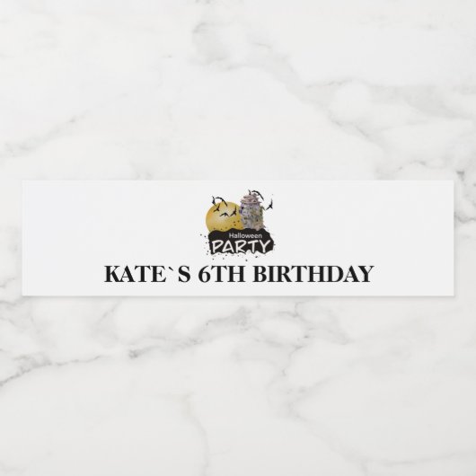 Cute Halloween Birthday Party Waterfles Etiket (Enkel label)