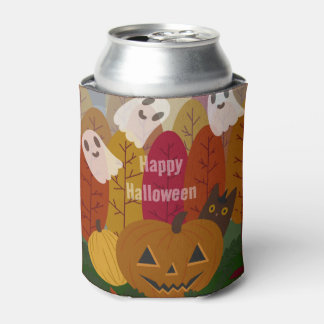 Cute Halloween Black Cat and Ghosts Autumn Pumpkin Blikjeskoeler