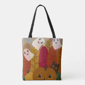 Cute Halloween Black Cat and Ghosts Autumn Pumpkin Tote Bag (Achterkant)
