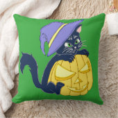 Cute Halloween Black Cat and Pumpkin Kussen (Deken)