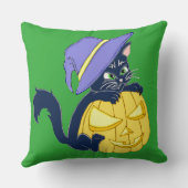 Cute Halloween Black Cat and Pumpkin Kussen (Achterkant)