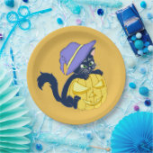 Cute Halloween Black Cat and Pumpkin Papieren Bordje (Feest)