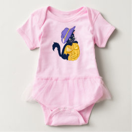 Cute Halloween Black Cat and Pumpkin Romper