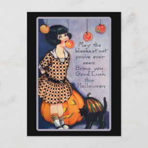 Cute  Halloween Black Cat Briefkaart