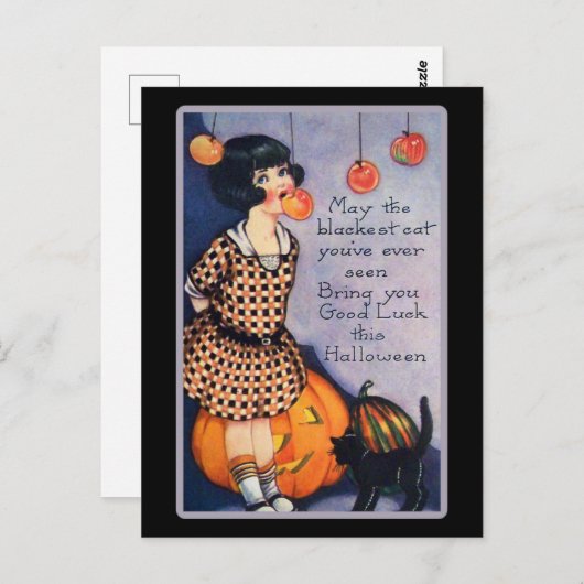 Cute Halloween Black Cat Briefkaart (Voorkant / Achterkant)