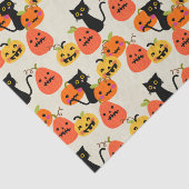 Cute Halloween Black Cat en Carved Pumpkins Tissuepapier (Detail)