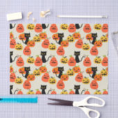 Cute Halloween Black Cat en Carved Pumpkins Tissuepapier (Craft)