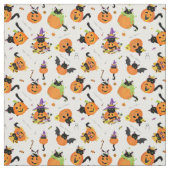 Cute Halloween Black Cat Pumpkin Stof (Swatch)