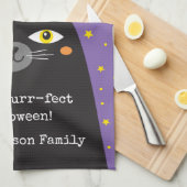 Cute Halloween Black Cat Theedoek (Quarter Fold)