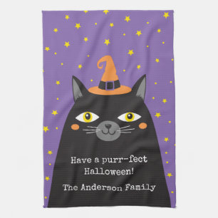 Cute Halloween Black Cat Theedoek