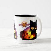 Cute Halloween Black Cat Two-Tone Mok (Voorkant rechts)