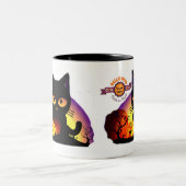 Cute Halloween Black Cat Two-Tone Mok (Center)