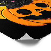 Cute Halloween Black Cat Witch Pet Pumpkin voor Ki Poster (Hoek)